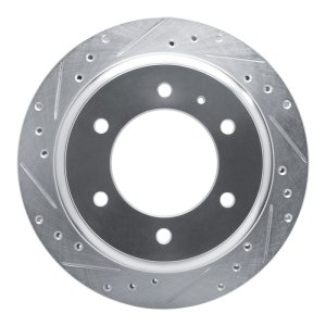 Acura SLX Brake Rotor (1) - Rear Left - R1 Concepts - Drilled & Slotted - Silver - `92-`04